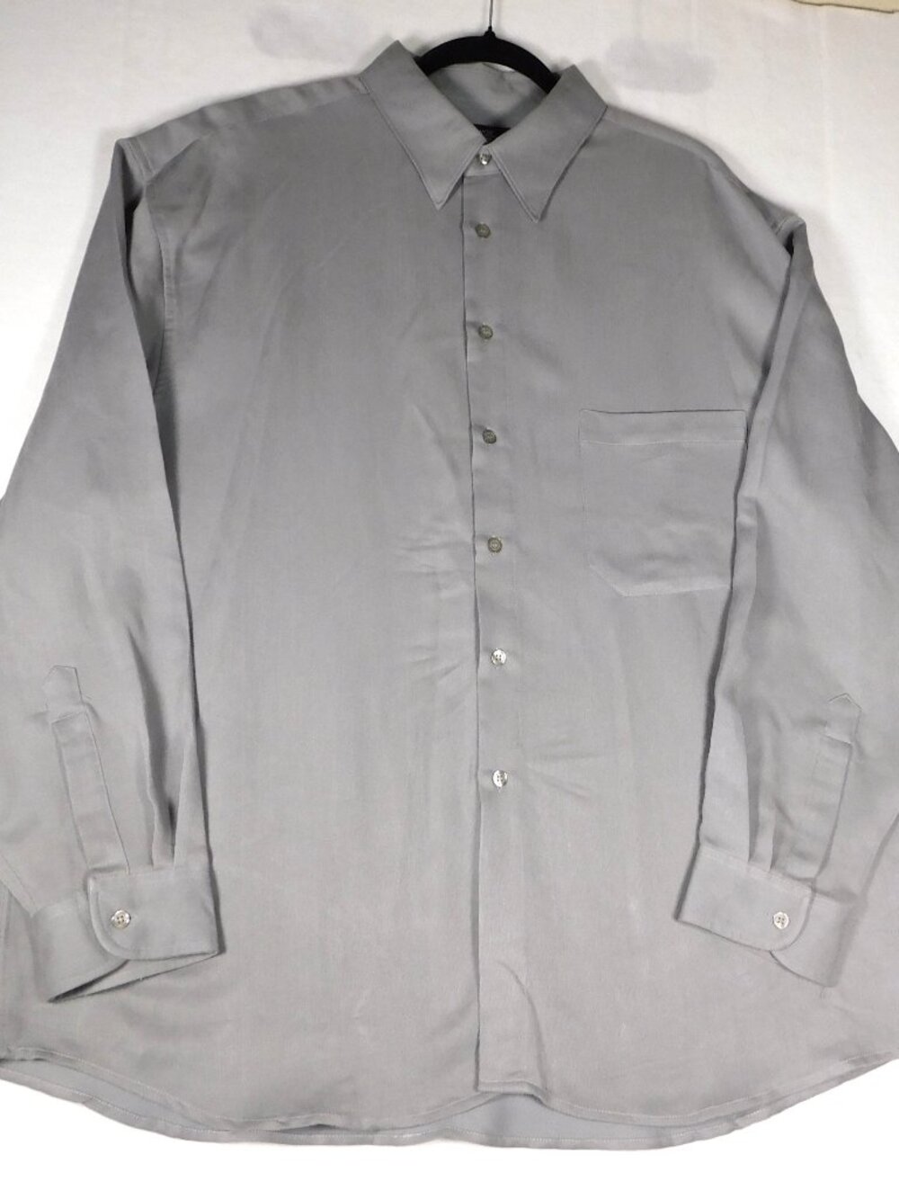Reservoir Worldwide Mens XL Peached Light Gray Dress Shirt Button Up Long Sleeve